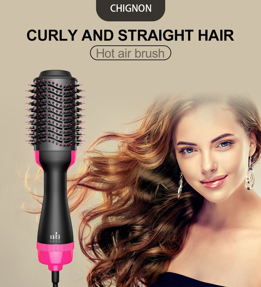 Hot Air Brush Multi-Function HairDryer Straightener Curler CombOne Step Professional Salon Hai..